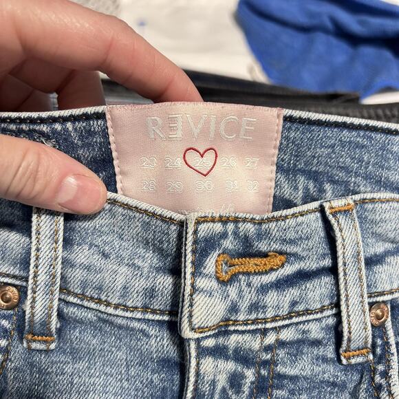 Revice Star Jeans Womens 26 Blue High Rise Skinny Patchwork Two Tone Made USA - Picture 2 of 10